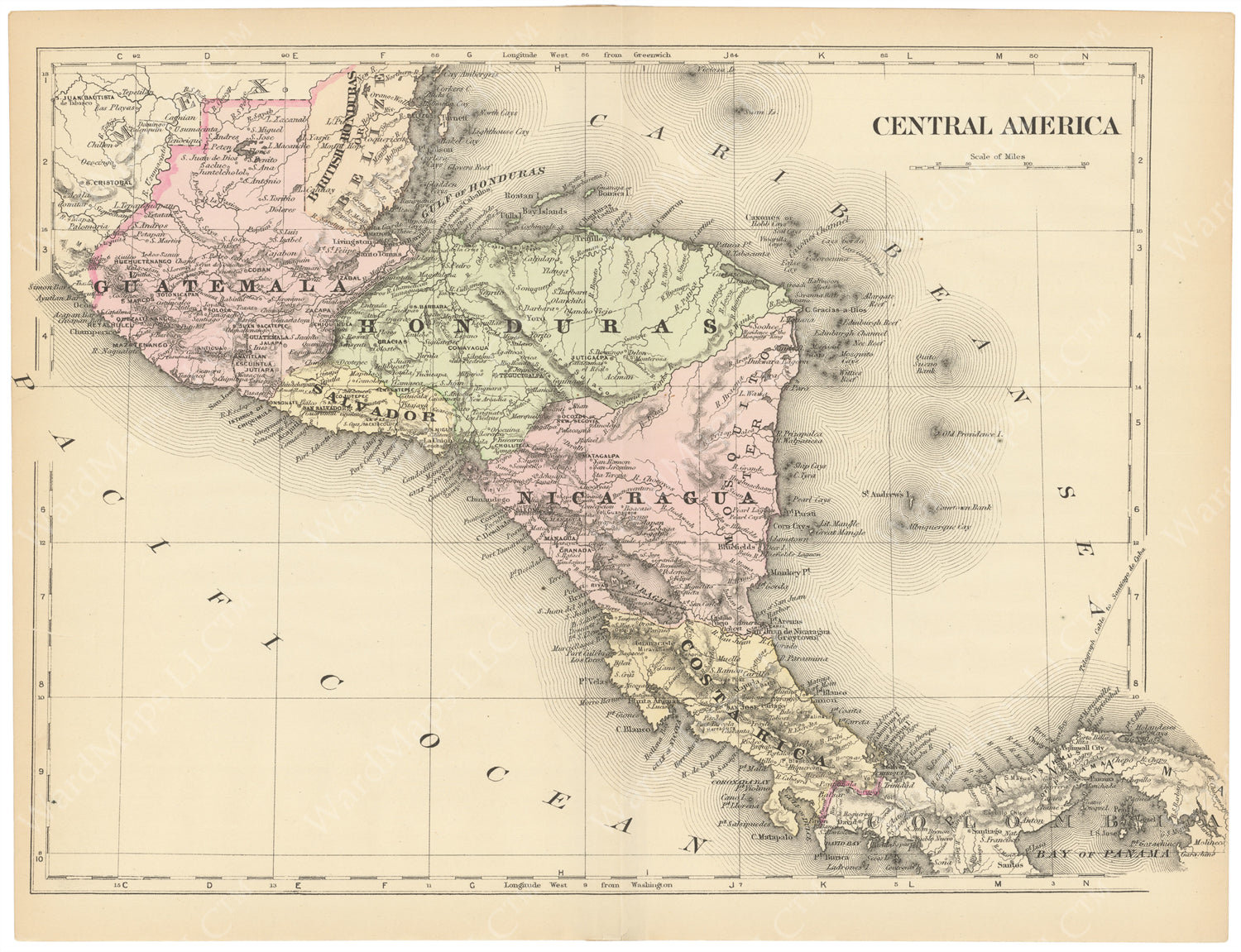 Central America 1899 – WardMaps LLC