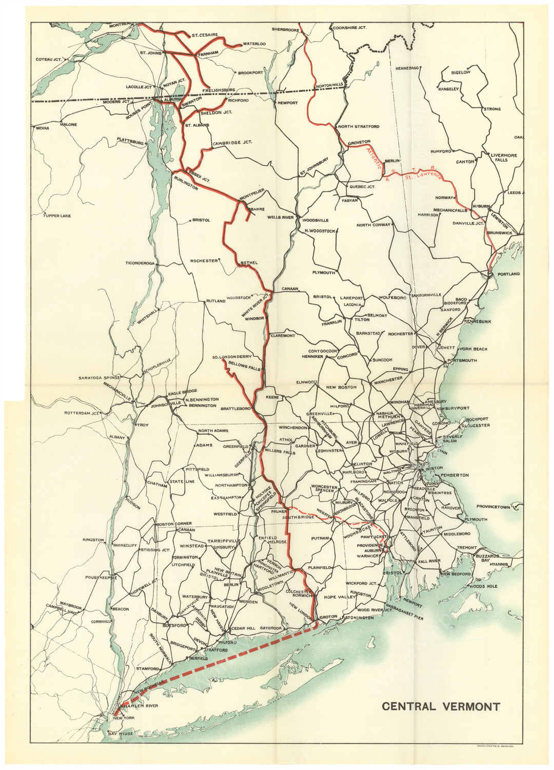 Central Vermont Railroad System Map 1923