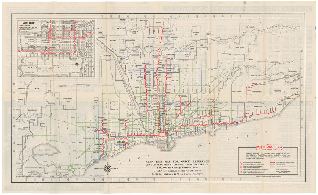 Chicago, Illinois Rapid Transit System Map