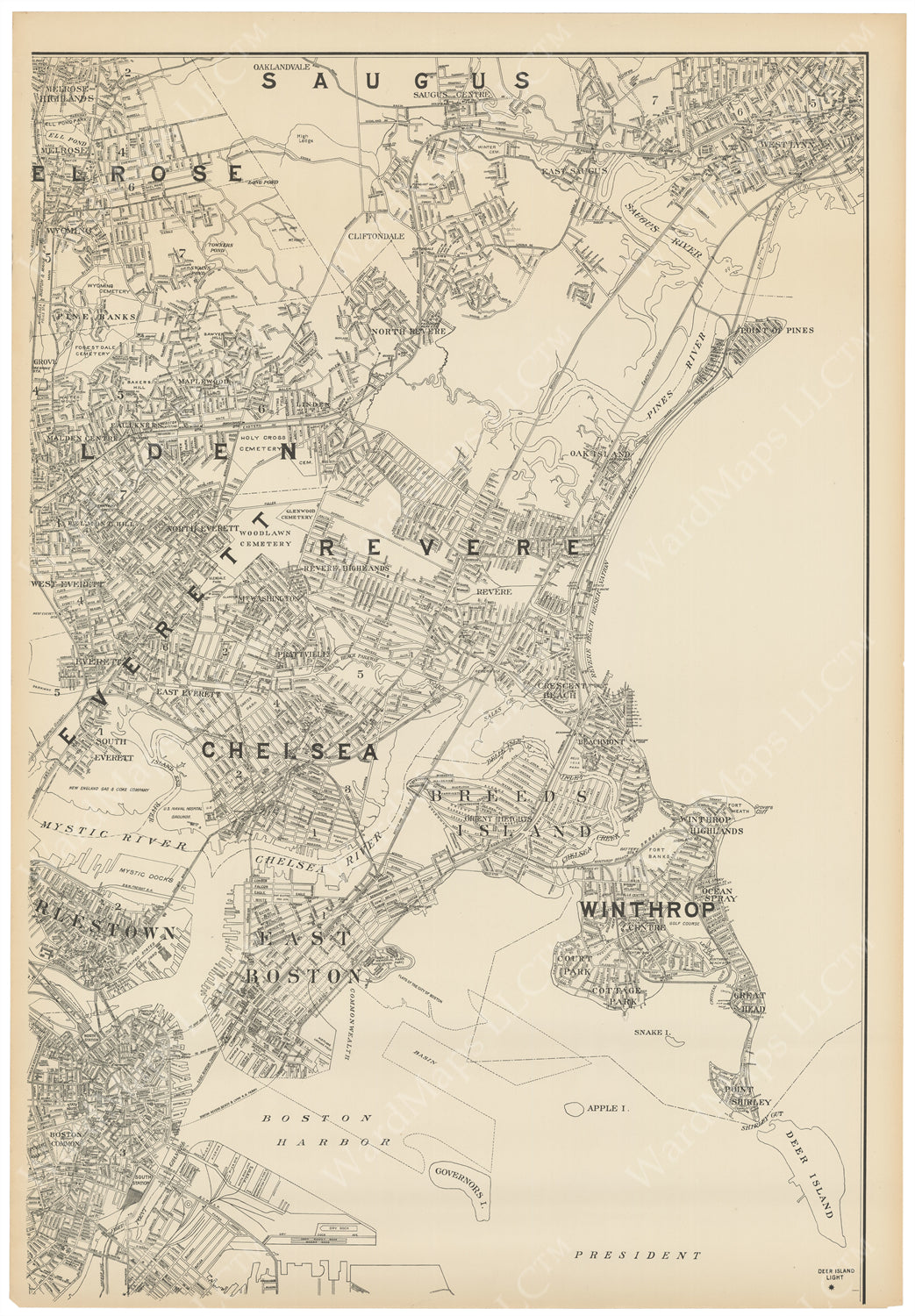 Boston, Massachusetts and Suburbs Circa 1910: Northeast Sheet