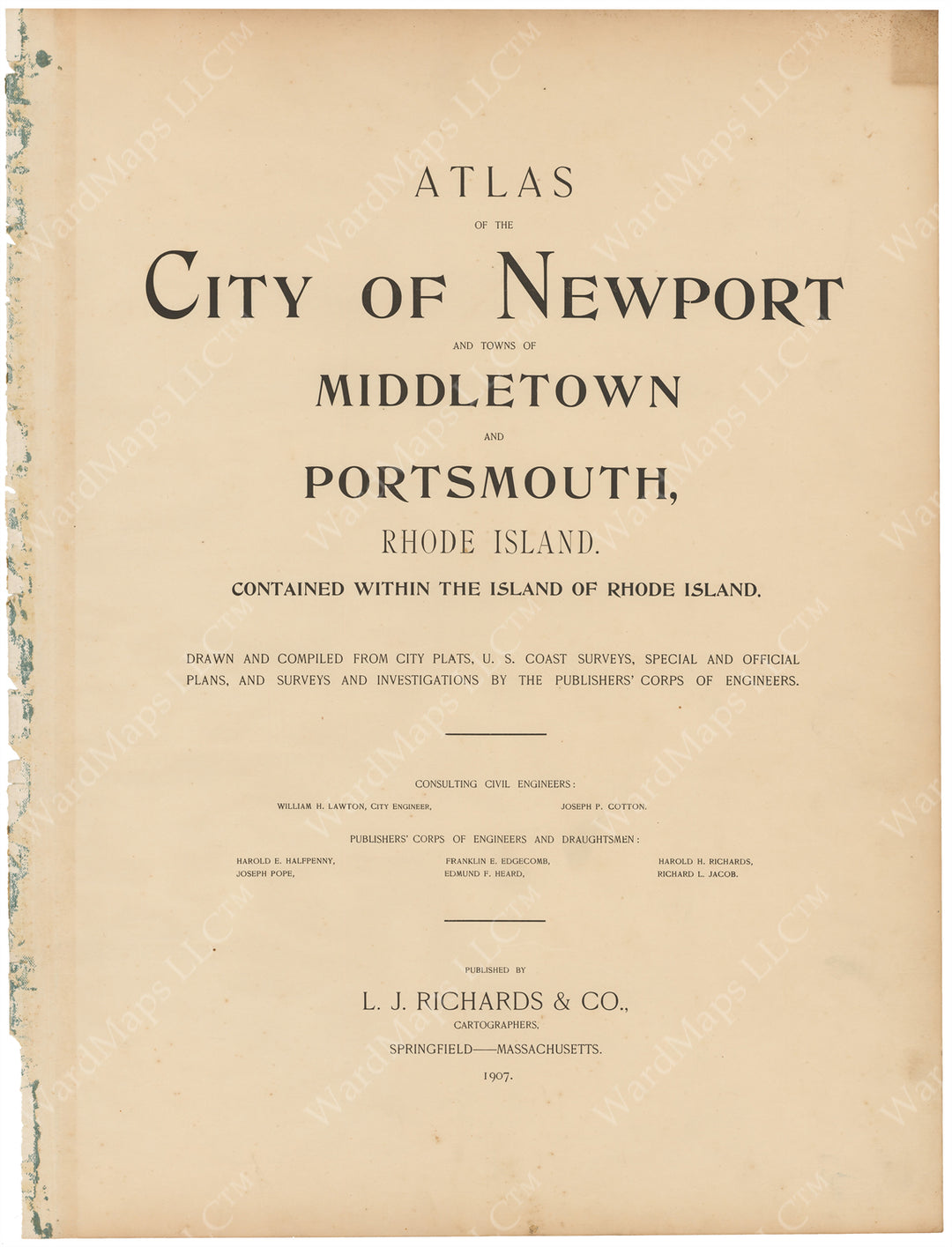 Newport, Middletown, and Portsmouth, Rhode Island 1907 Title Page