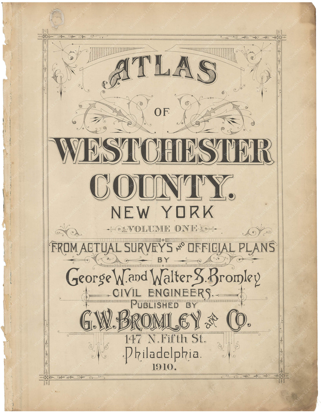 Westchester County, New York 1910 Vol. 1: Title Page
