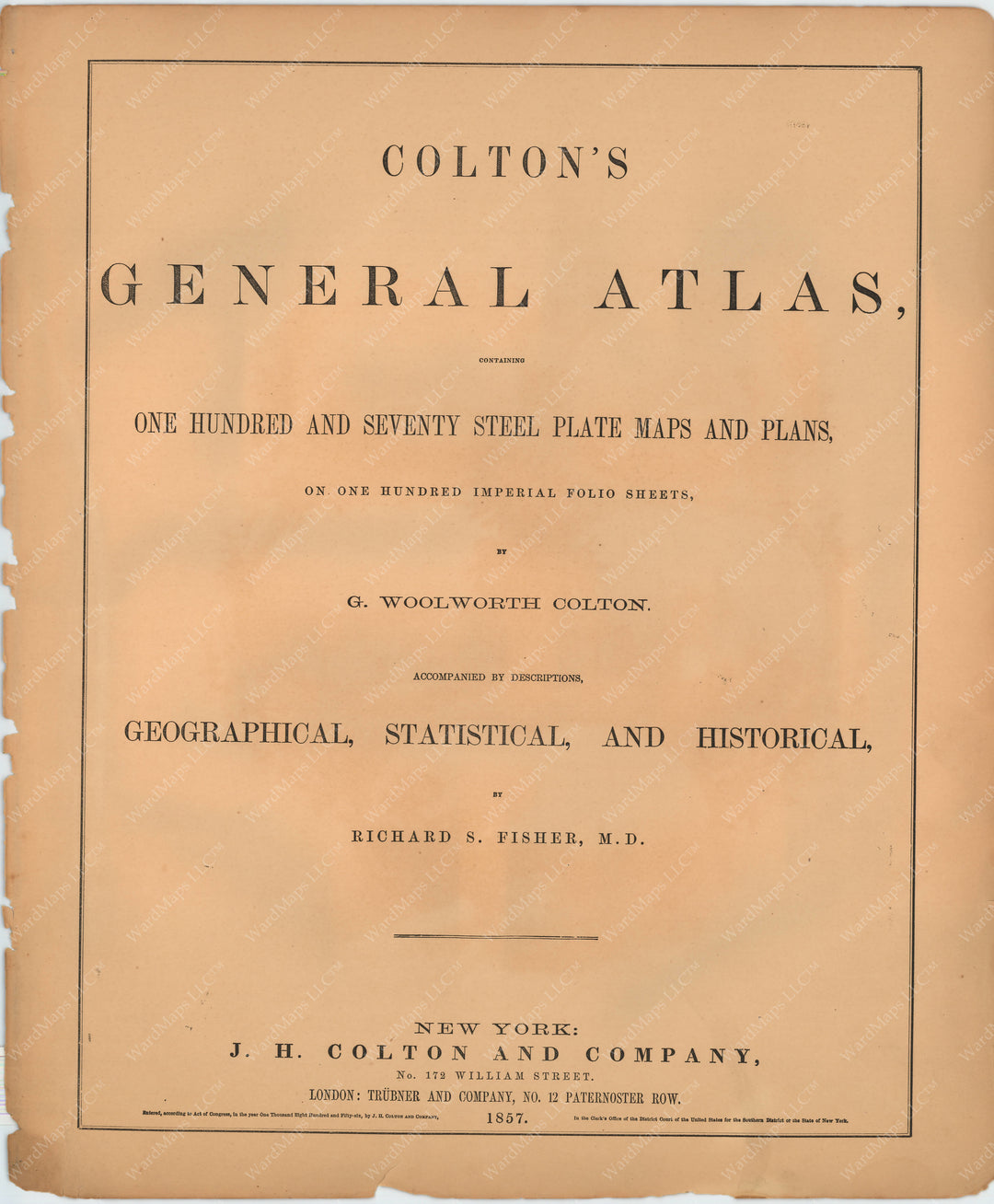 Colton's General Atlas (Of The World) 1857 Title Page