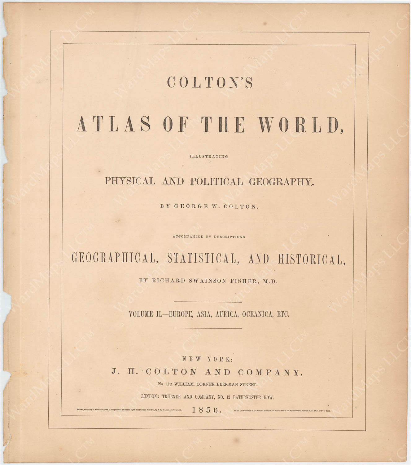 Colton's General Atlas (of The World) 1856 Title Page – Wardmaps Llc