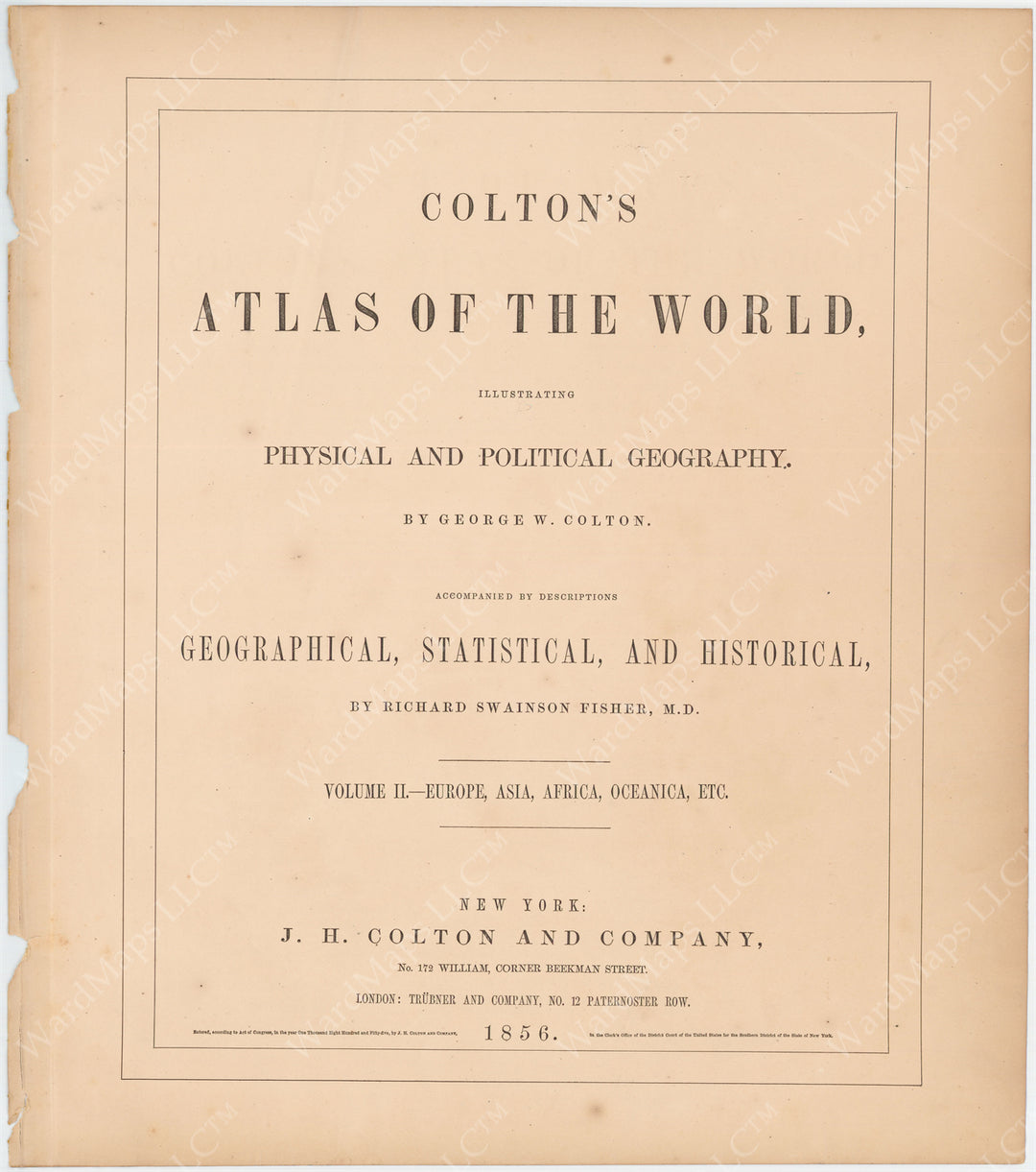 Colton's General Atlas (Of The World) 1856 Title Page