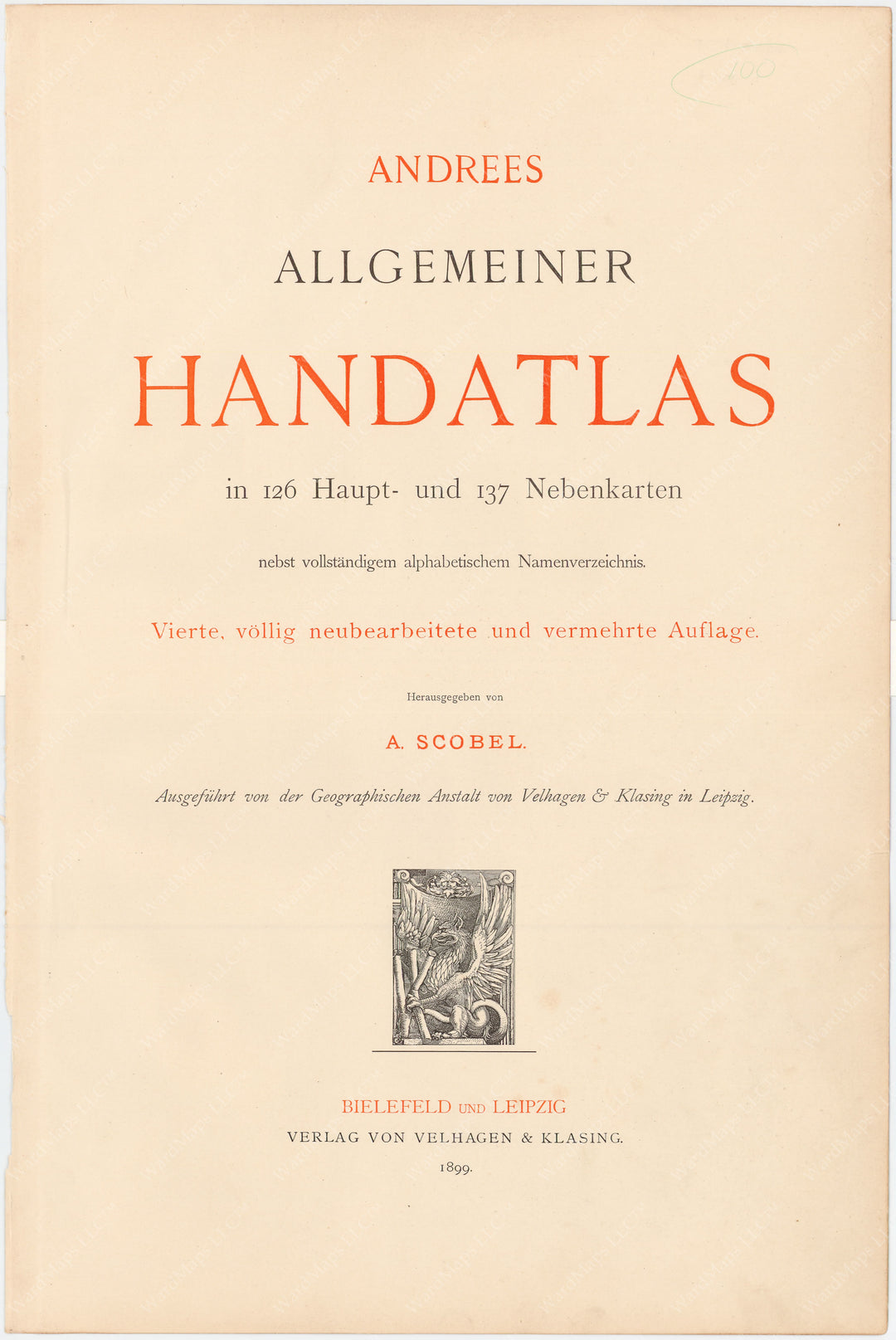 Andree's German World Atlas 1899 Title Page