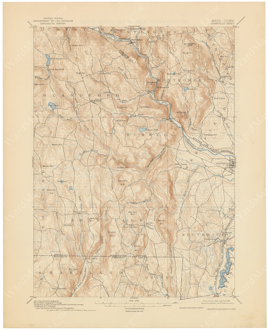 USGS Connecticut and Massachusetts: Granville Sheet 1939