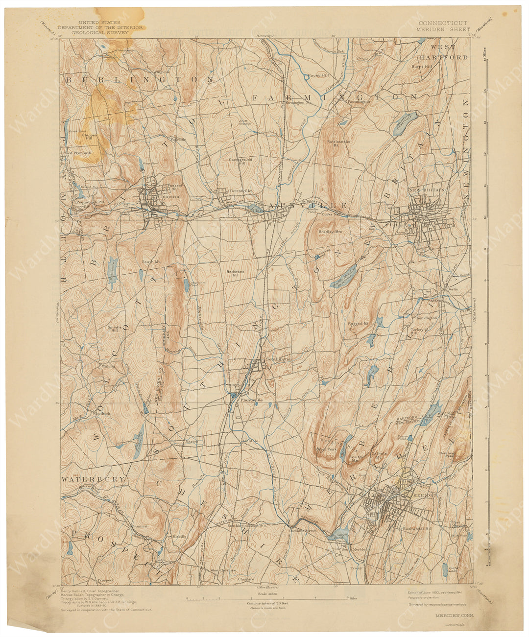 USGS Connecticut: Meriden Sheet 1941