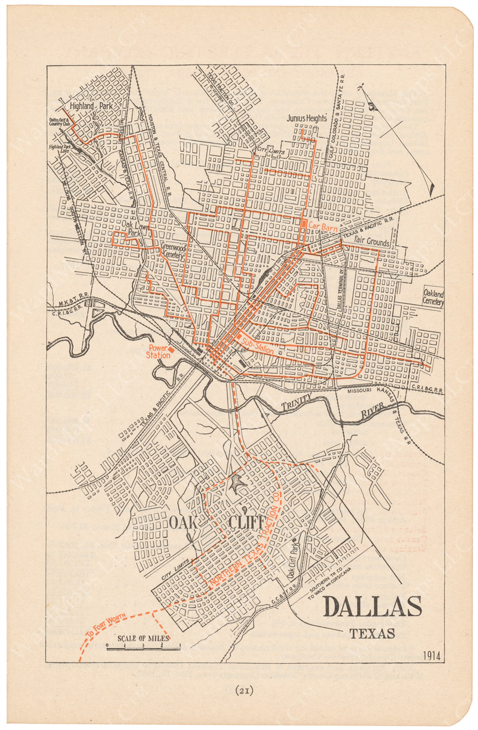 Dallas, Texas 1914: Streetcar Lines