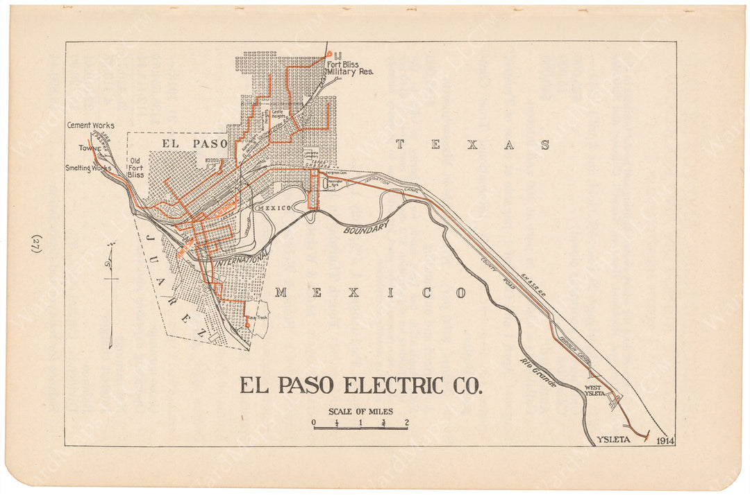 El Paso, Texas 1914: Streetcar Lines