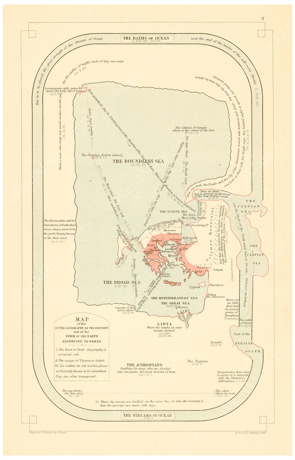 Classical Map c.1897: Geography of Homer