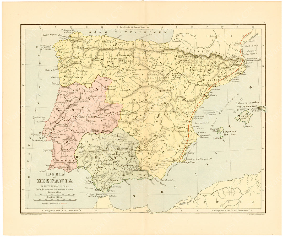 Classical Map c.1897: Ancient Spain and Portugal