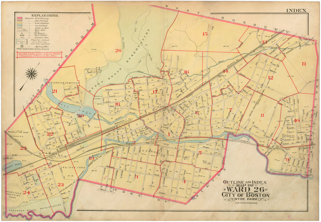 Hyde Park, Massachusetts 1912 Index Map