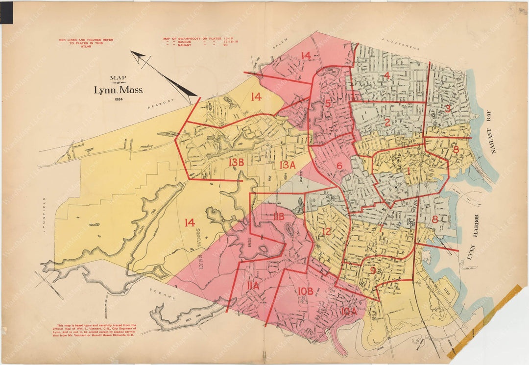 Greater Lynn, Massachusetts 1924 Index Map