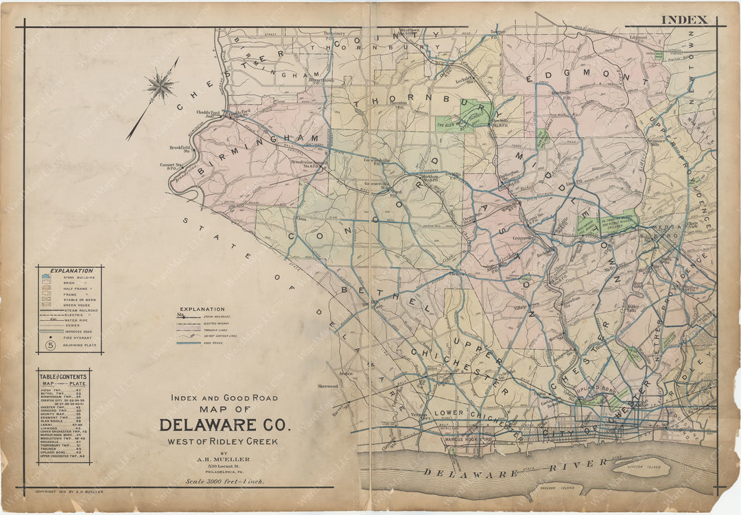 Delaware County, Pennsylvania, Vol. 2, 1913 Index Map