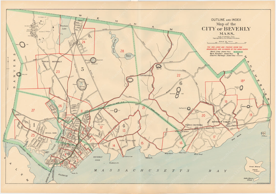 Beverly, Massachusetts 1907 Index Map