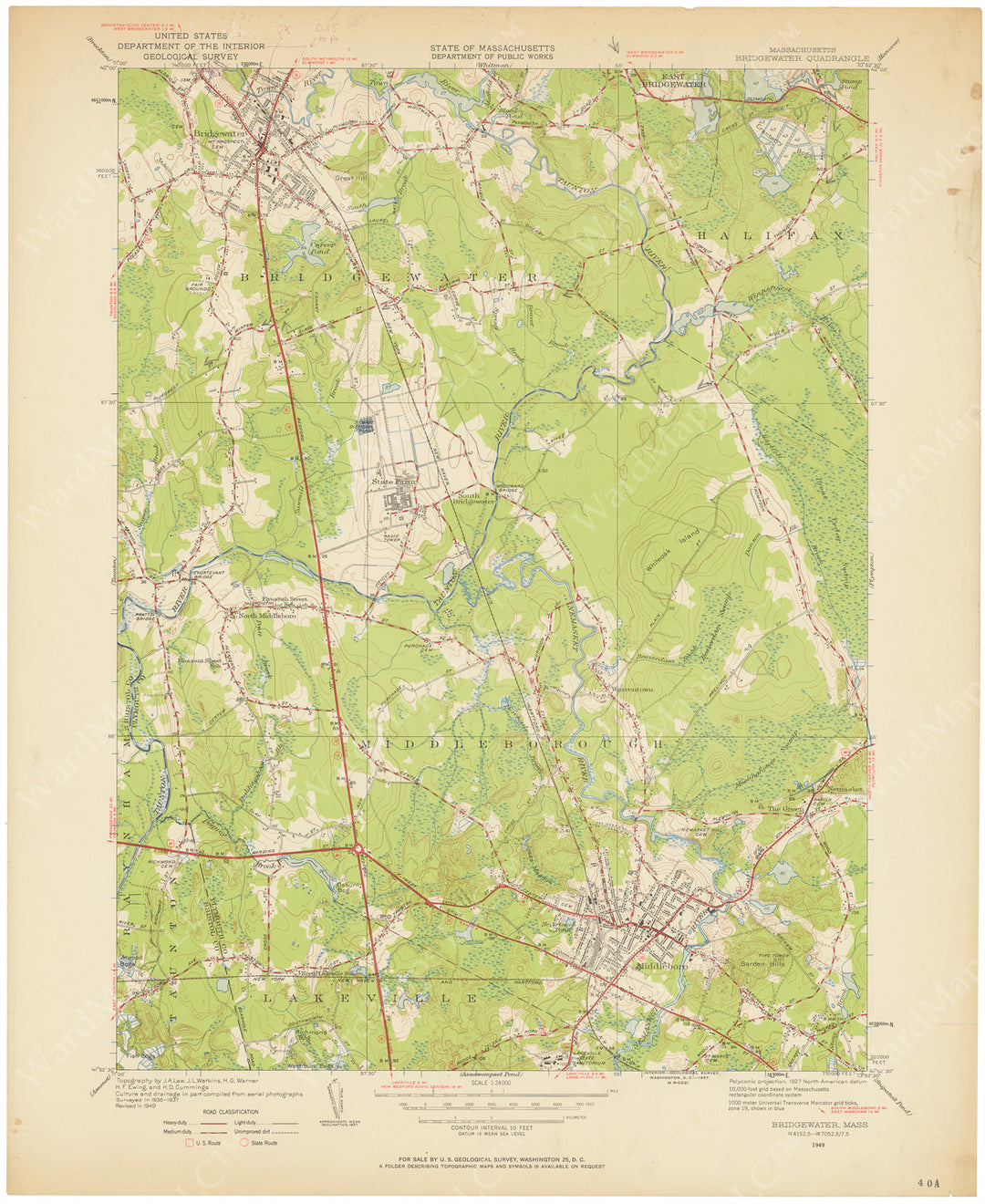 USGS Massachusetts: Bridgewater Sheet 1949