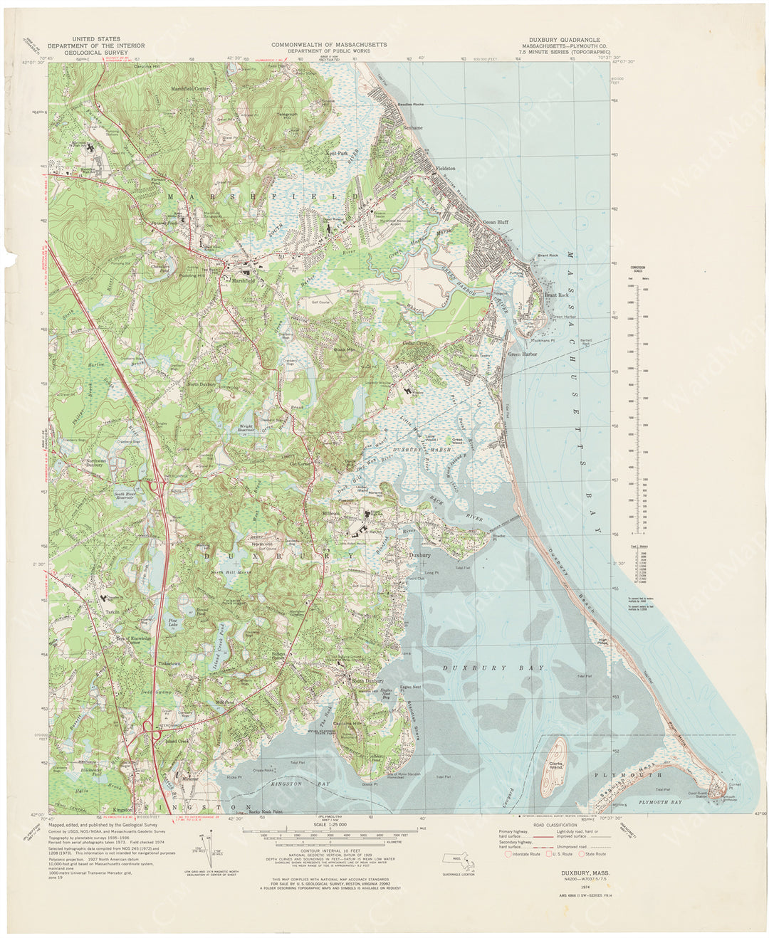 USGS Massachusetts: Duxbury Sheet 1974