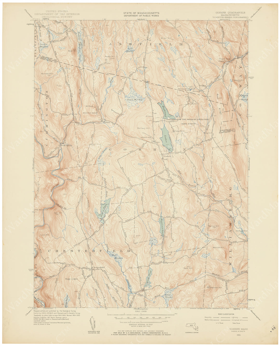 USGS Massachusetts: Goshen Sheet 1955
