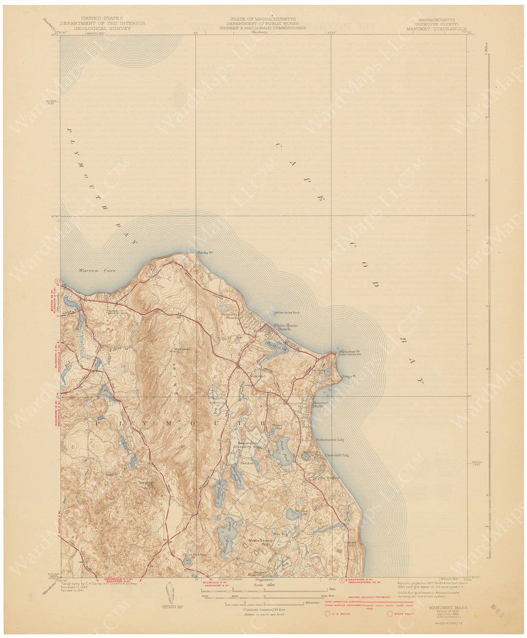 USGS Massachusetts: Manomet Sheet 1942