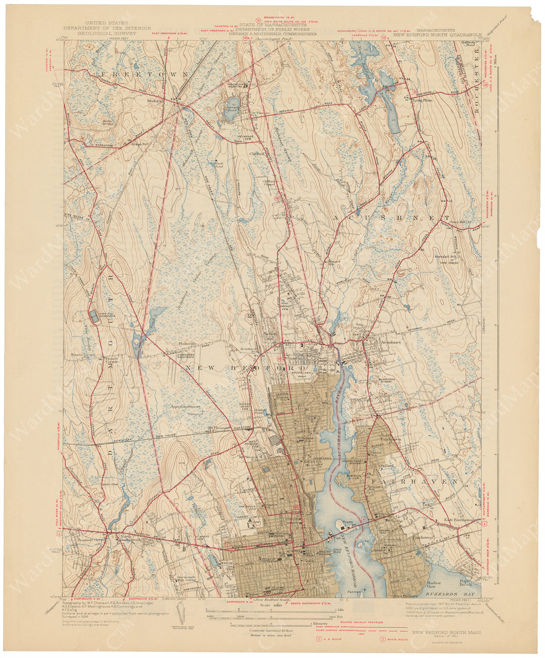 USGS Massachusetts: New Bedford North Sheet 1941