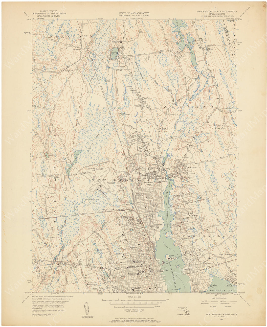 USGS Massachusetts: New Bedford North Sheet 1948