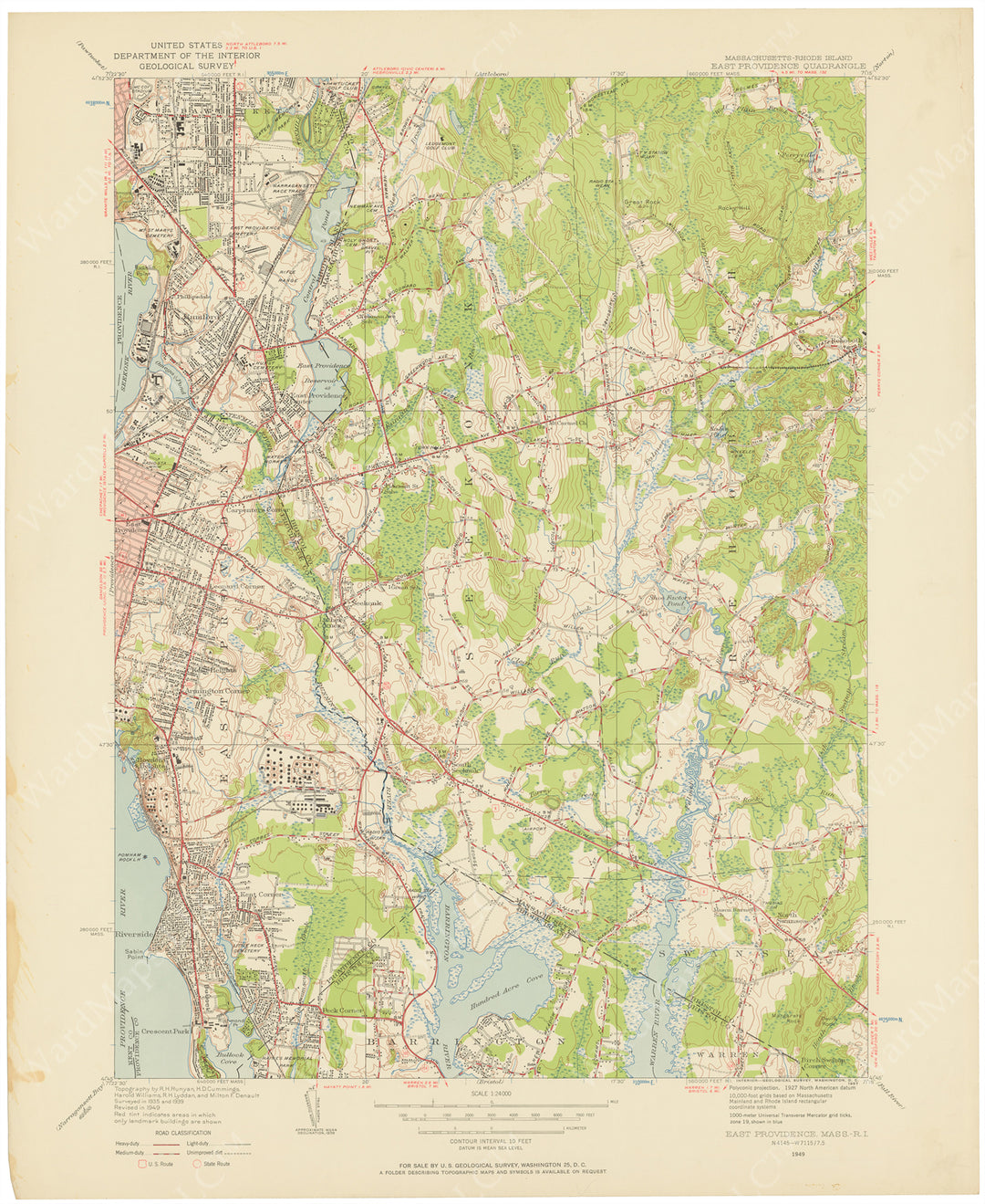 USGS Massachusetts and Rhode Island: East Providence Sheet 1949