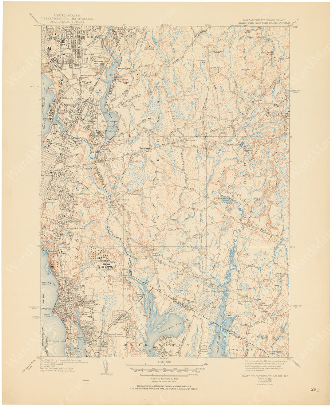 USGS Massachusetts and Rhode Island: East Providence Sheet 1941 (Reprinted 1951)