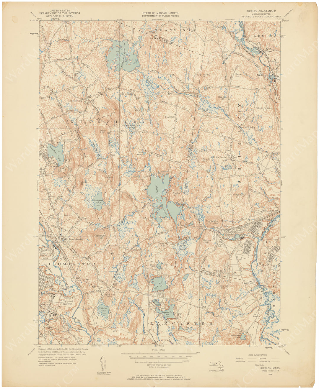 USGS Massachusetts: Shirley Sheet 1950