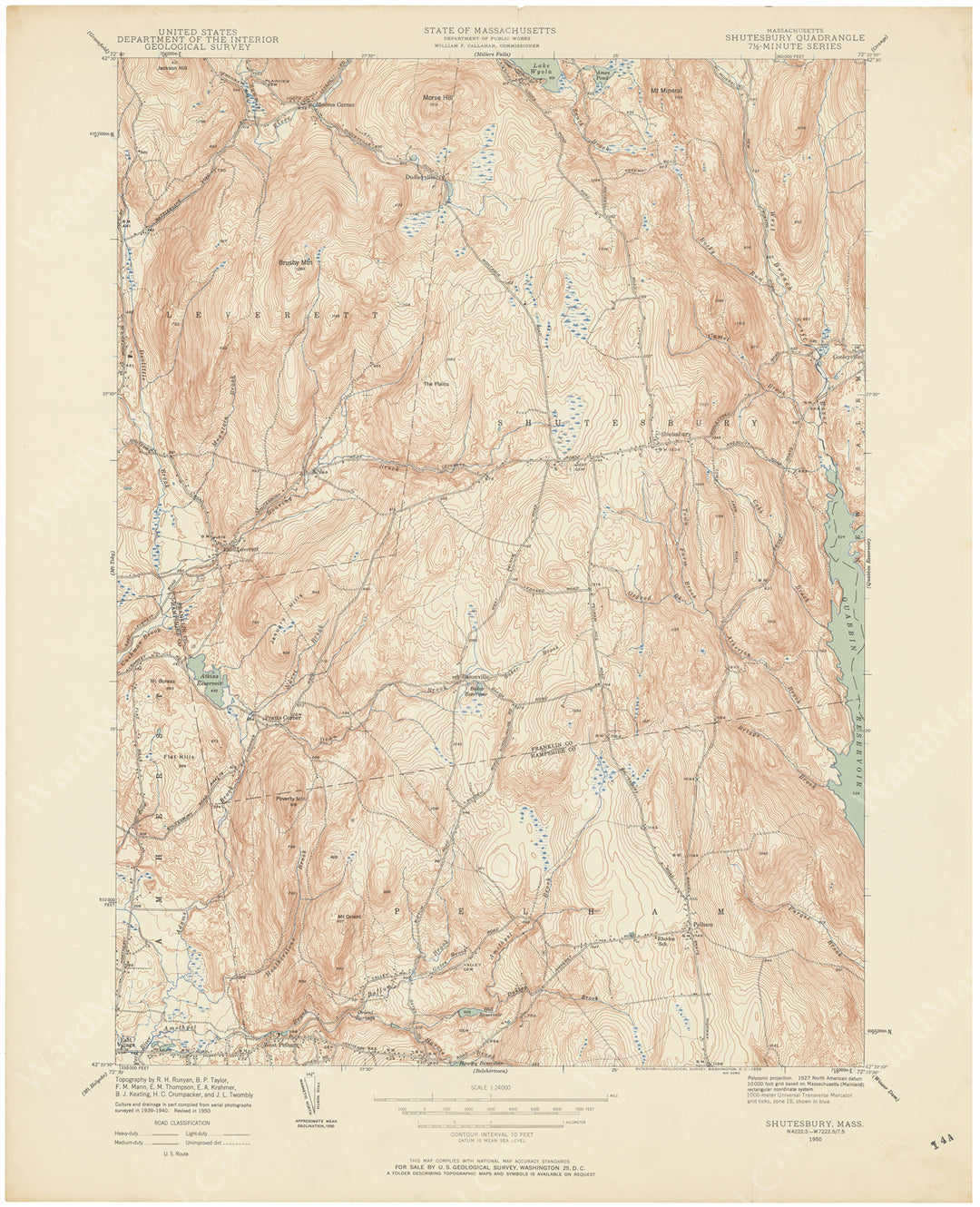 USGS Massachusetts: Shutesbury Sheet 1950