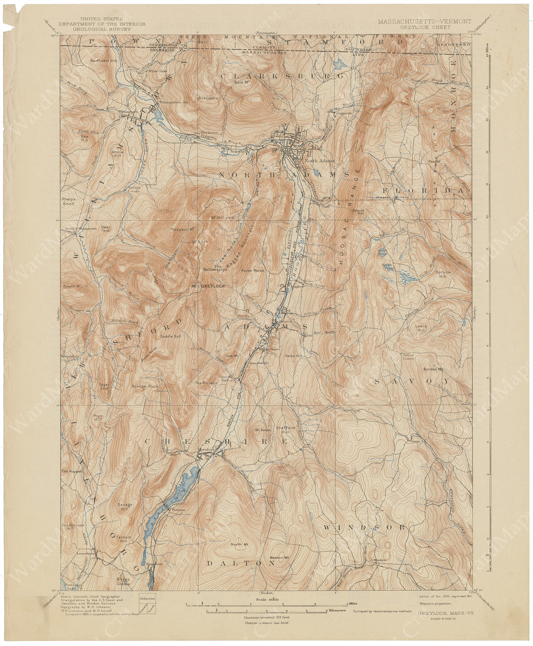 USGS Massachusetts and Vermont: Greylock Sheet 1941