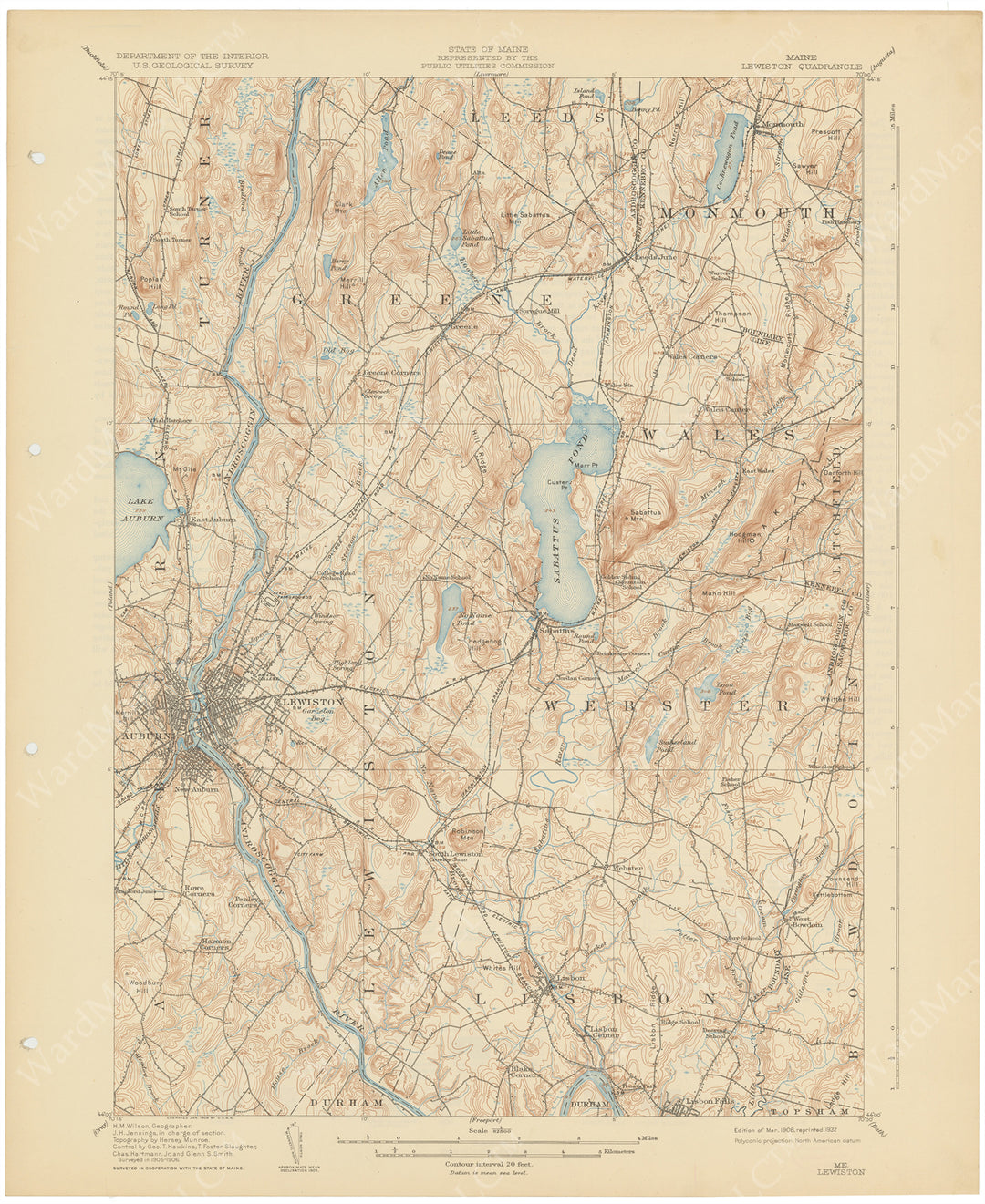 USGS Maine: Lewiston Sheet 1932