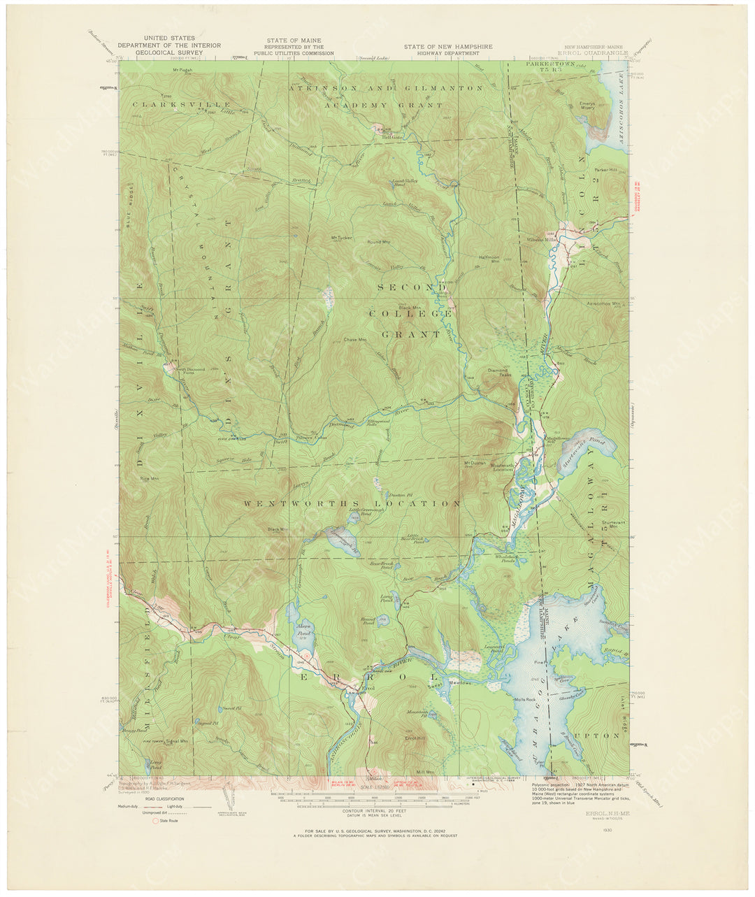 USGS Maine and New Hampshire: Erroll Sheet 1930