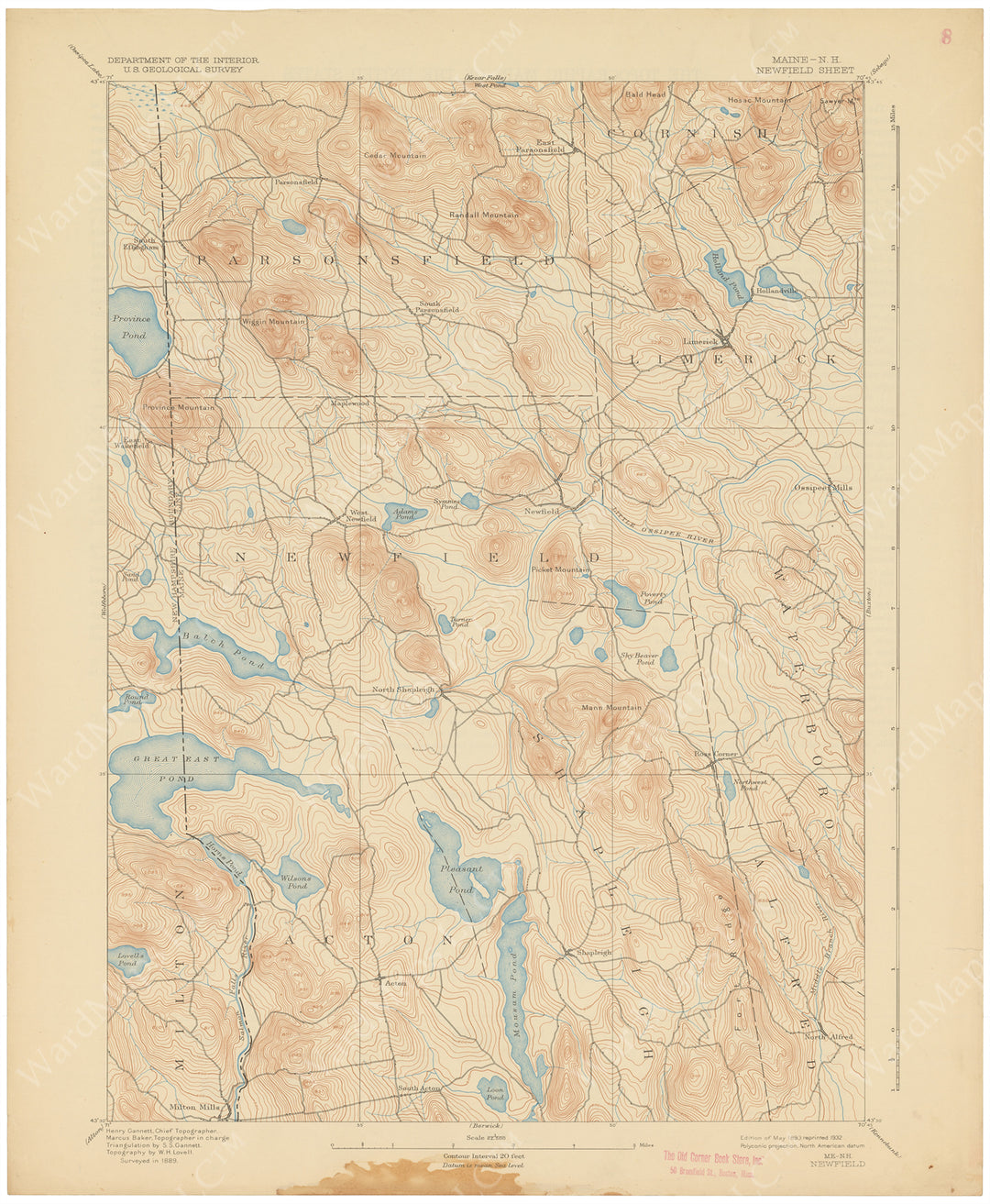 USGS Maine and New Hampshire: Newfield Sheet 1932