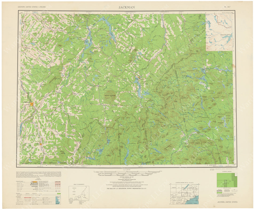 USGS Maine, New Hampshire, and Quebec: Jackman Sheet 1963