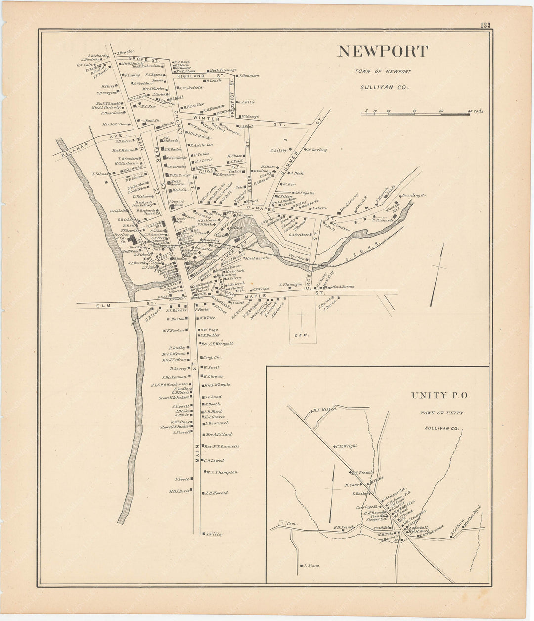 Newport and Unity, New Hampshire 1892
