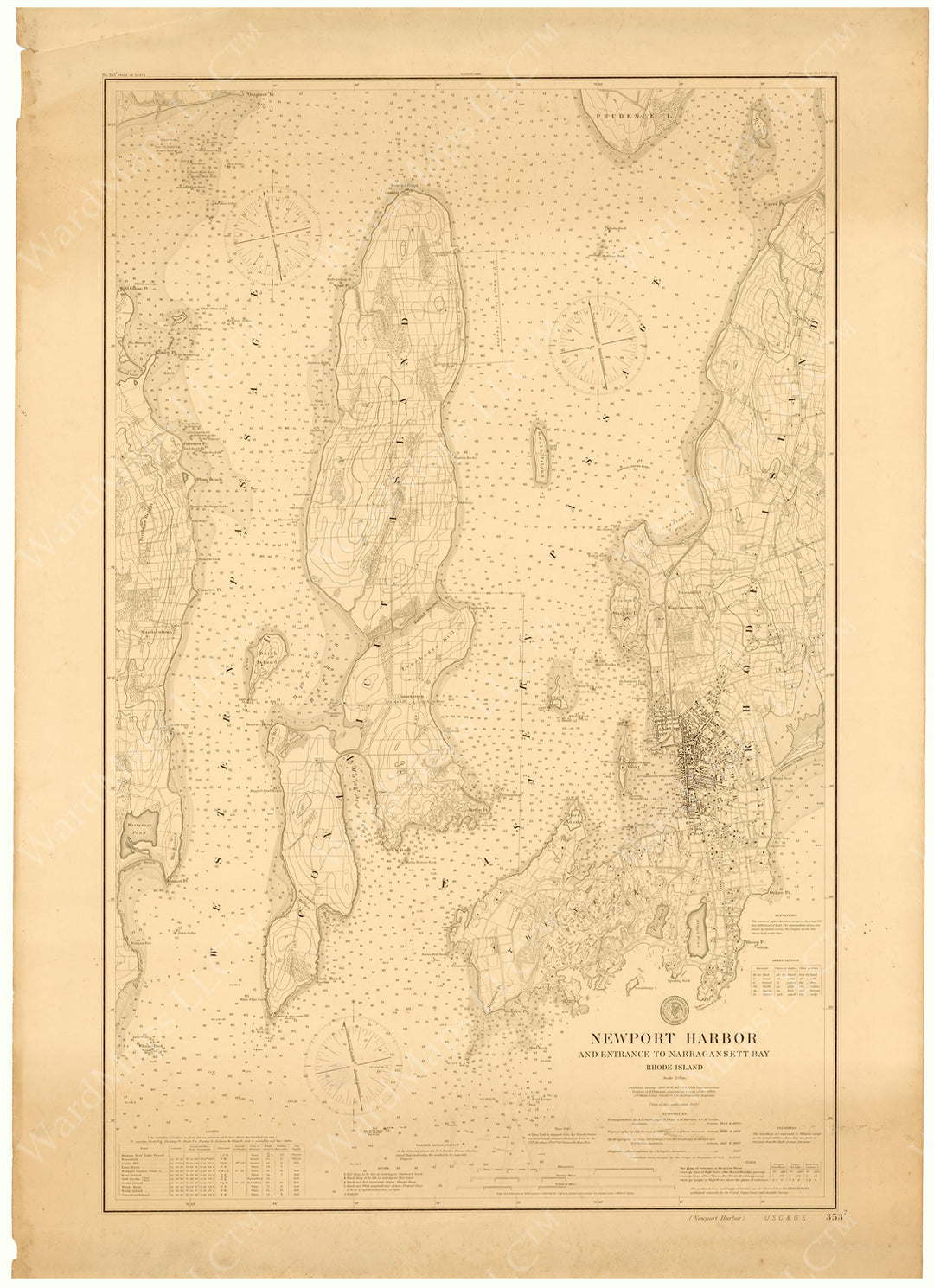 USC&GS Rhode Island: Newport Harbor and Entrance to Narragansett Bay 1897