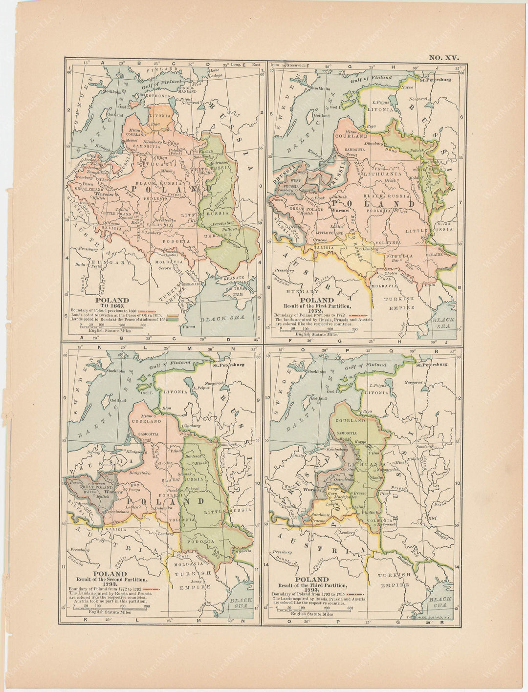 Classical Map 1897 no. XV: Poland in the 17th and 18th Centuries