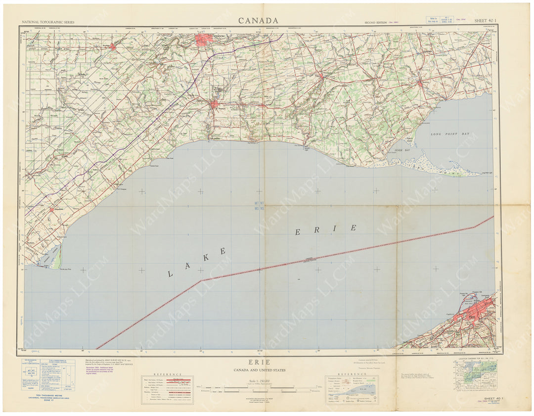 Canada 1:250,000: Erie (Pennsylvania); London (Ontario) Sheet 1964