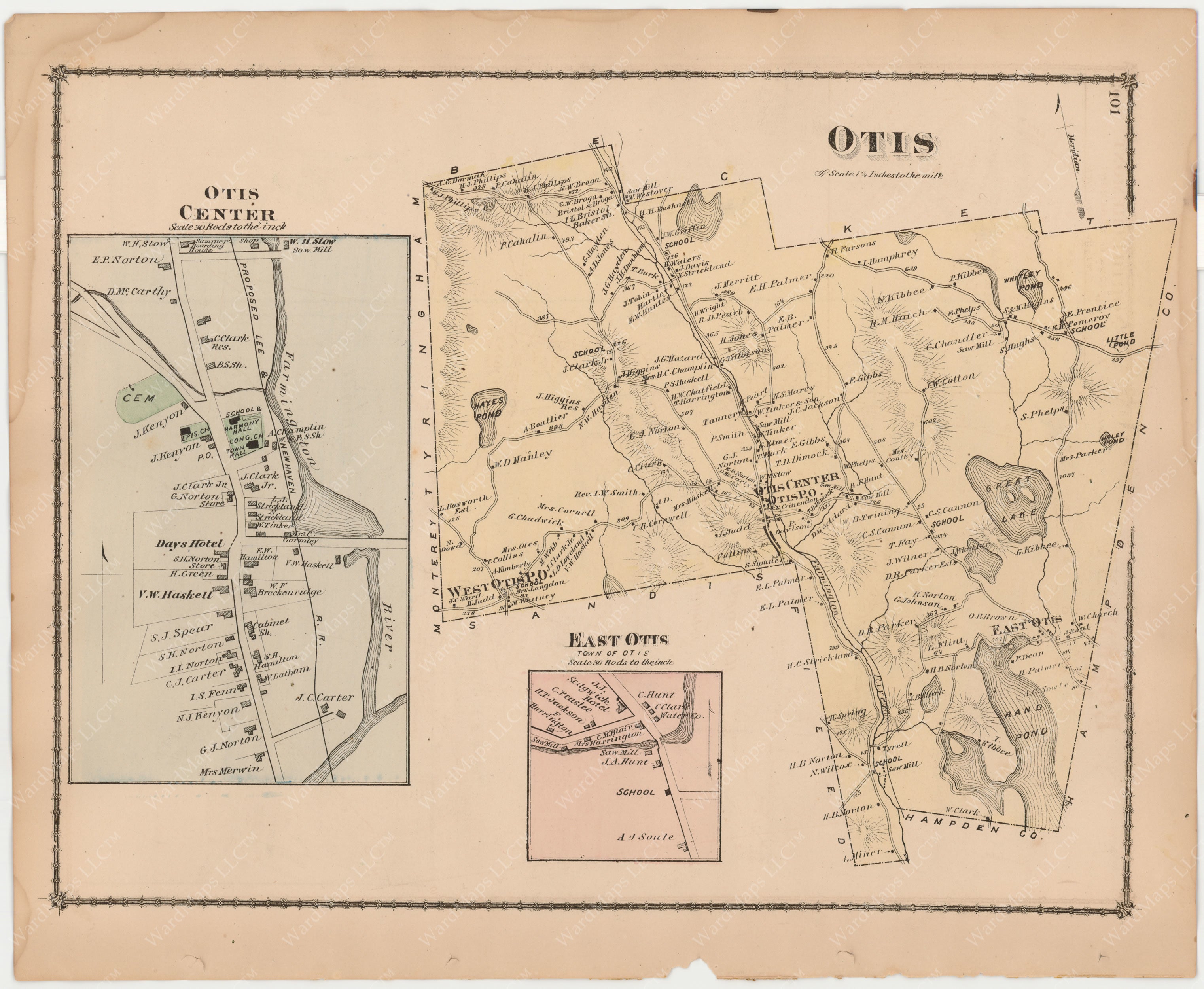 Otis, Massachusetts 1876 WardMaps LLC