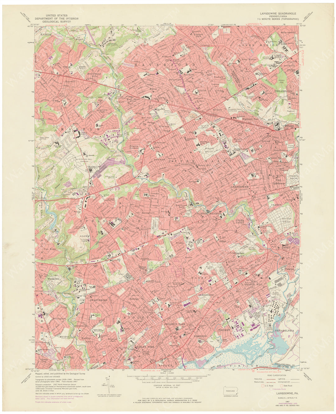 USGS Pennsylvania: Lansdowne Sheet 1973