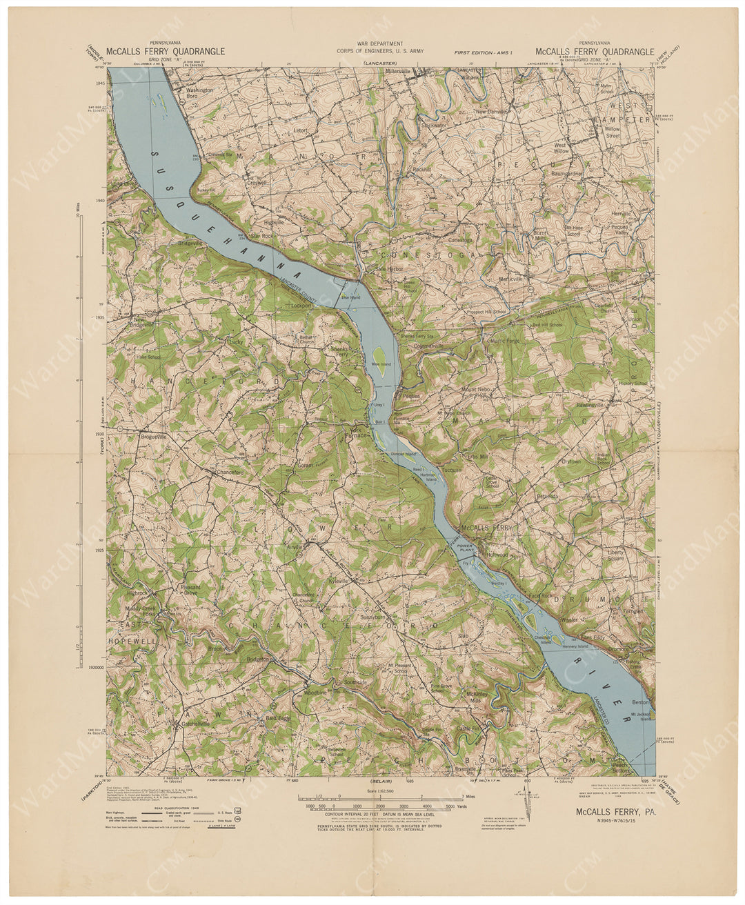 USGS Pennsylvania: McCalls Ferry Sheet 1943