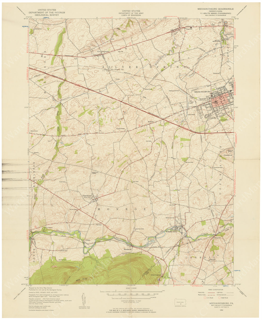 USGS Pennsylvania: Mechanicsburg Sheet 1952
