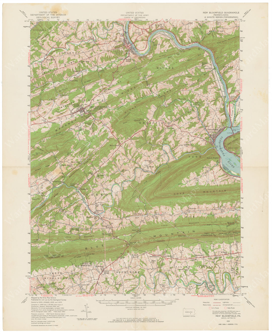 USGS Pennsylvania: New Bloomfield Sheet 1952