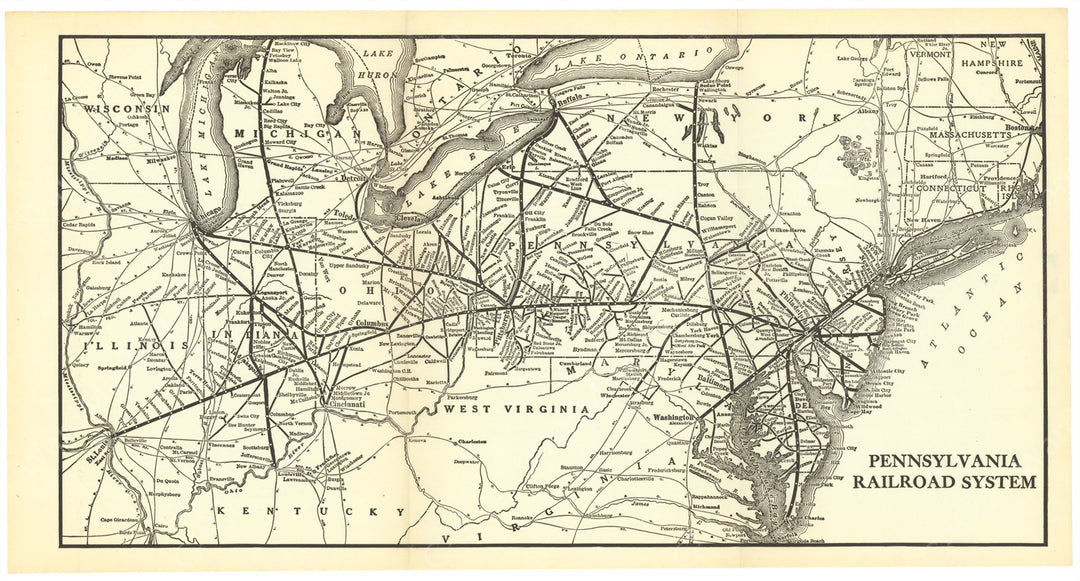 Pennsylvania Railroad System Map 1923