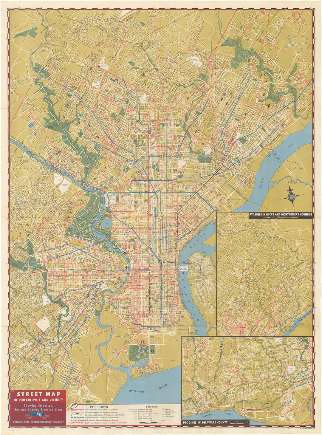 Philadelphia Transportation Co. (Pennsylvania) System Map 1958