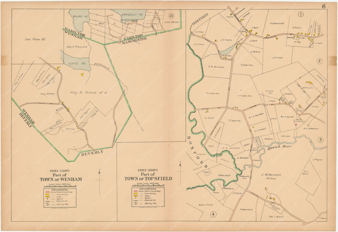 Central Essex County, Massachusetts 1910 Plate 06: Topsfield and Wenham