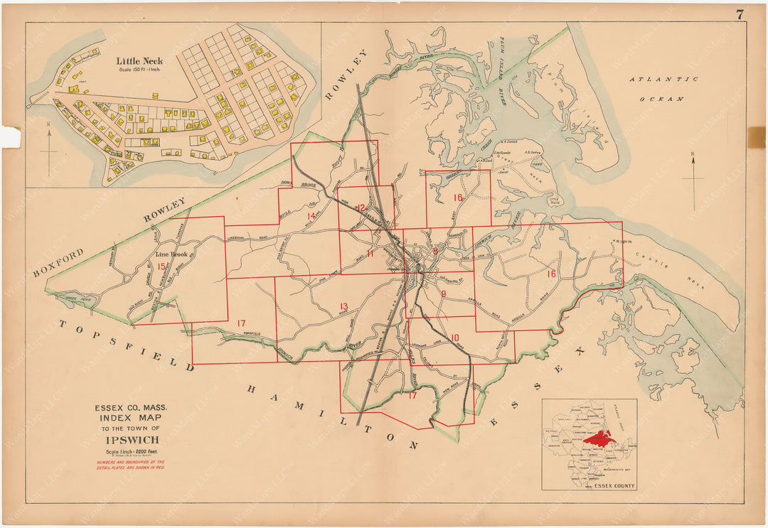 Central Essex County, Massachusetts 1910 Plate 07: Ipswich Index Map
