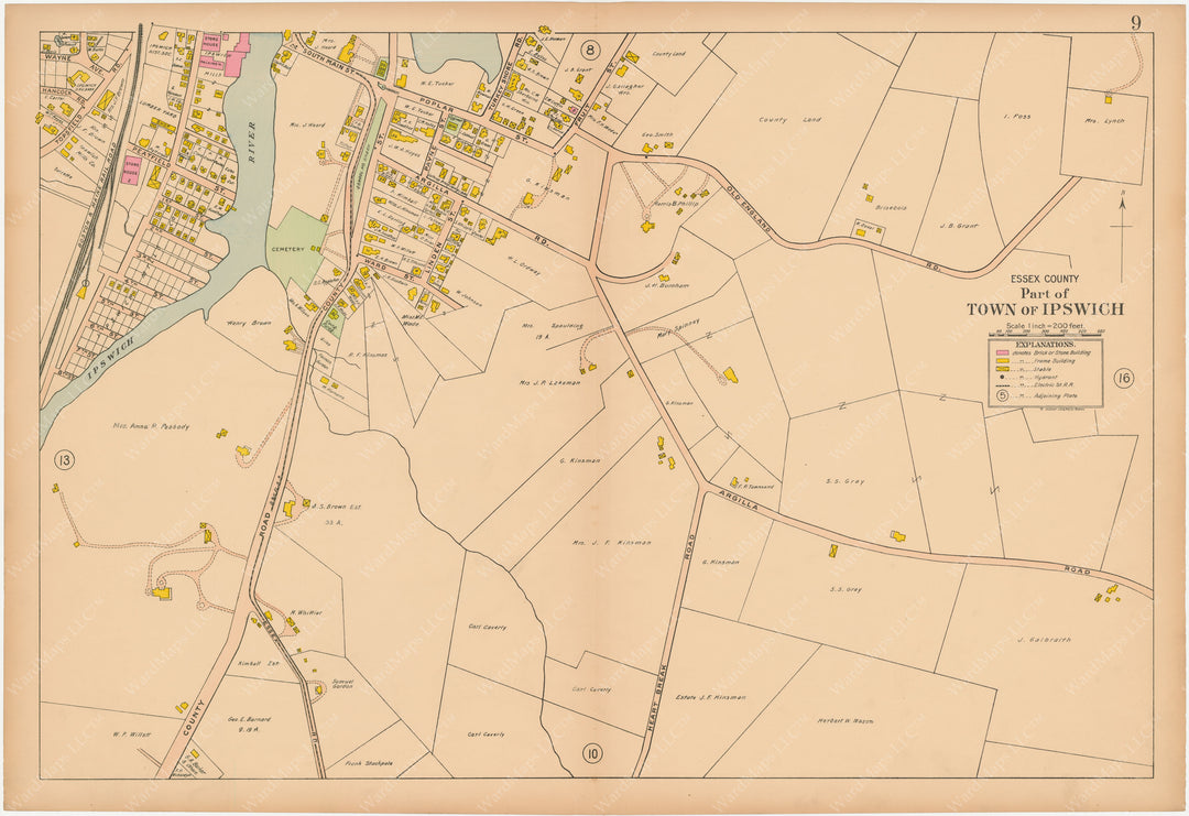 Central Essex County, Massachusetts 1910 Plate 09: Ipswich Center SE