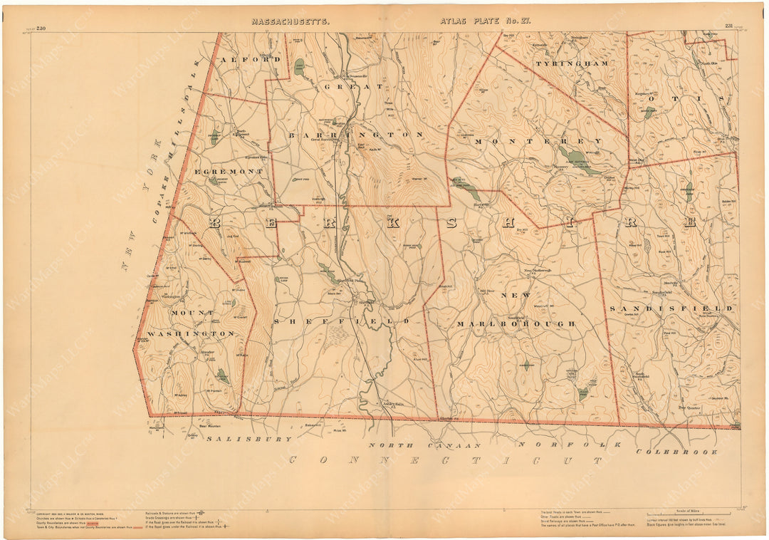 Massachusetts 1891 Plate 027: Southern Berkshire County
